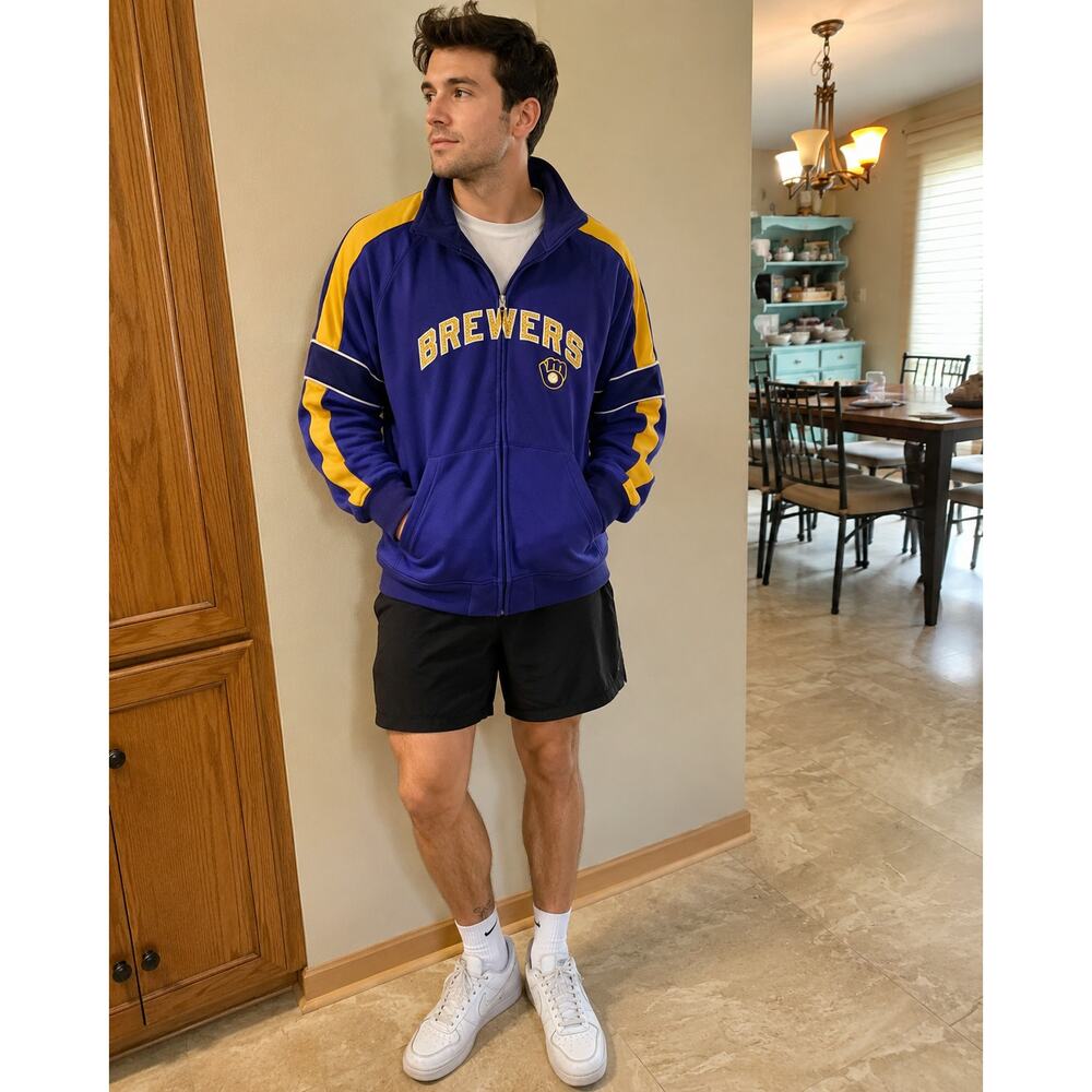 Vintage Milwaukee Brewers Cooperstown Collection Track Jacket Men’s